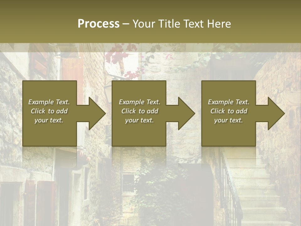 A Painting Of A Narrow Street With Flowers On It PowerPoint Template