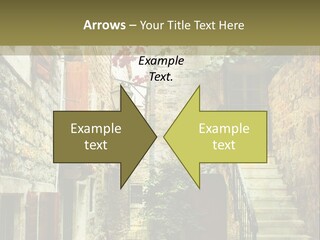 A Painting Of A Narrow Street With Flowers On It PowerPoint Template