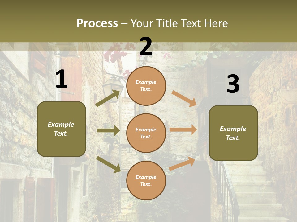 A Painting Of A Narrow Street With Flowers On It PowerPoint Template