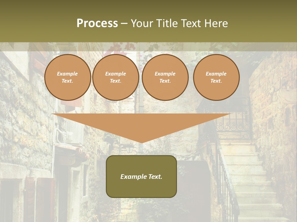 A Painting Of A Narrow Street With Flowers On It PowerPoint Template