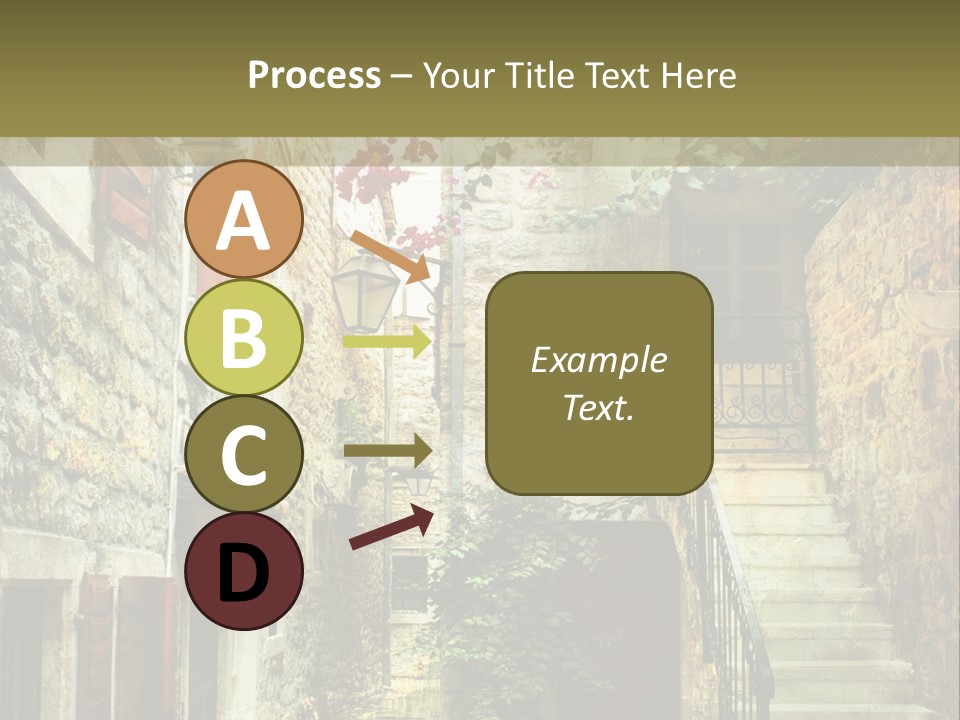 A Painting Of A Narrow Street With Flowers On It PowerPoint Template