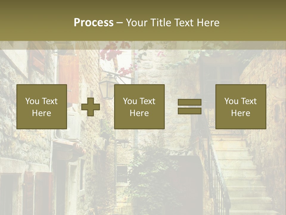 A Painting Of A Narrow Street With Flowers On It PowerPoint Template