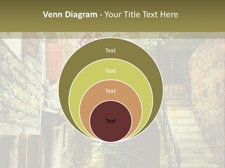 A Painting Of A Narrow Street With Flowers On It PowerPoint Template