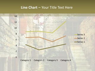 A Painting Of A Narrow Street With Flowers On It PowerPoint Template