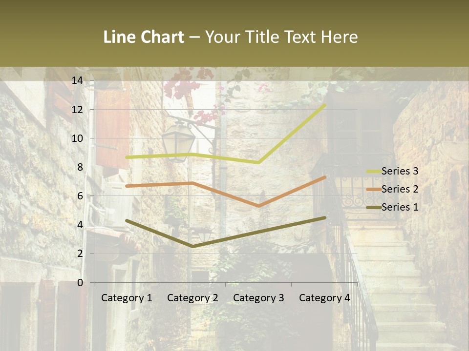 A Painting Of A Narrow Street With Flowers On It PowerPoint Template