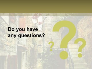 A Painting Of A Narrow Street With Flowers On It PowerPoint Template