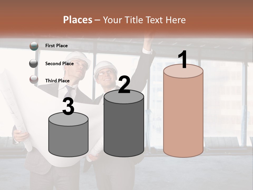 Two Men In Suits And Hardhats Holding A Blueprint Powerpoint Presentation PowerPoint Template