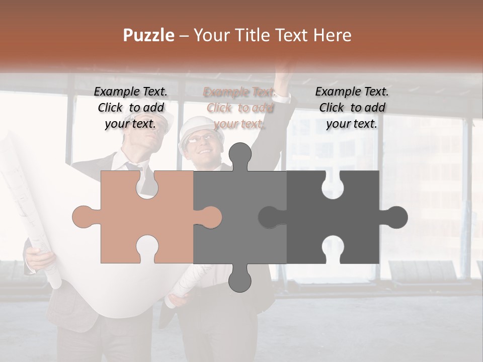 Two Men In Suits And Hardhats Holding A Blueprint Powerpoint Presentation PowerPoint Template