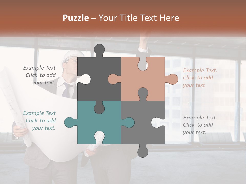 Two Men In Suits And Hardhats Holding A Blueprint Powerpoint Presentation PowerPoint Template