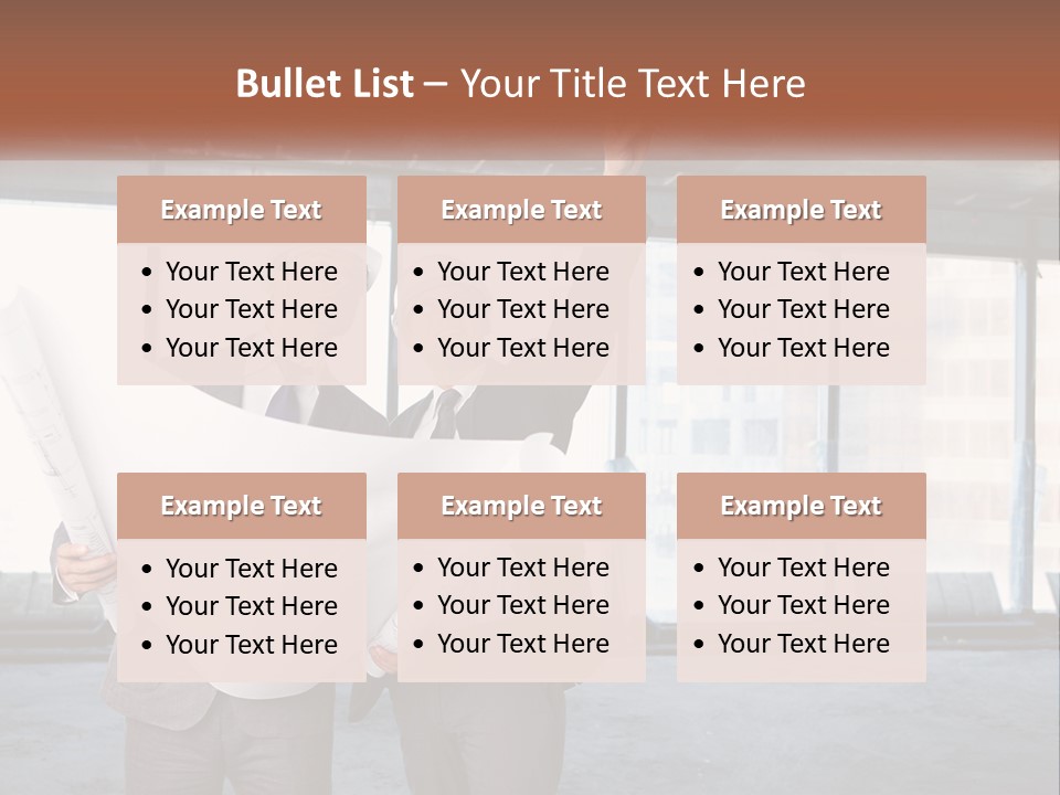 Two Men In Suits And Hardhats Holding A Blueprint Powerpoint Presentation PowerPoint Template