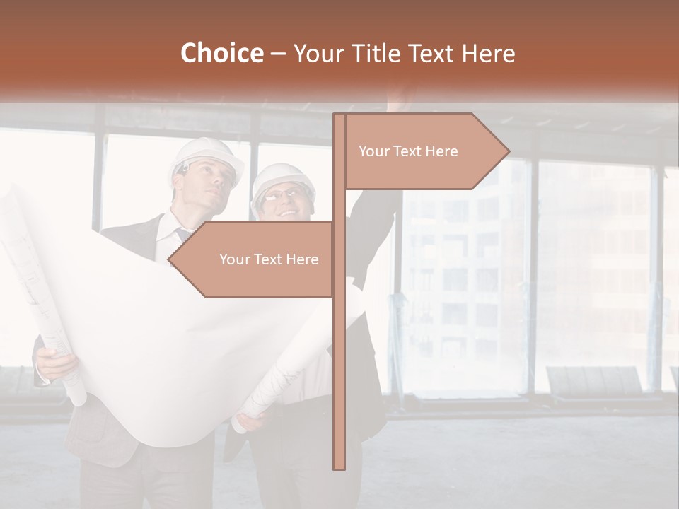 Two Men In Suits And Hardhats Holding A Blueprint Powerpoint Presentation PowerPoint Template