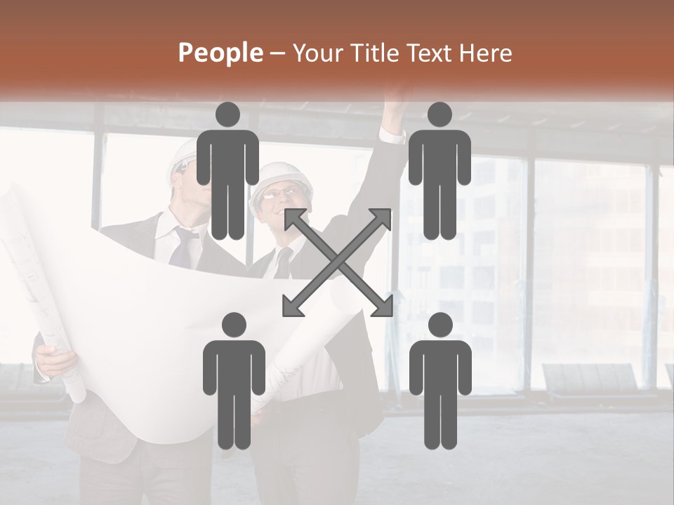 Two Men In Suits And Hardhats Holding A Blueprint Powerpoint Presentation PowerPoint Template