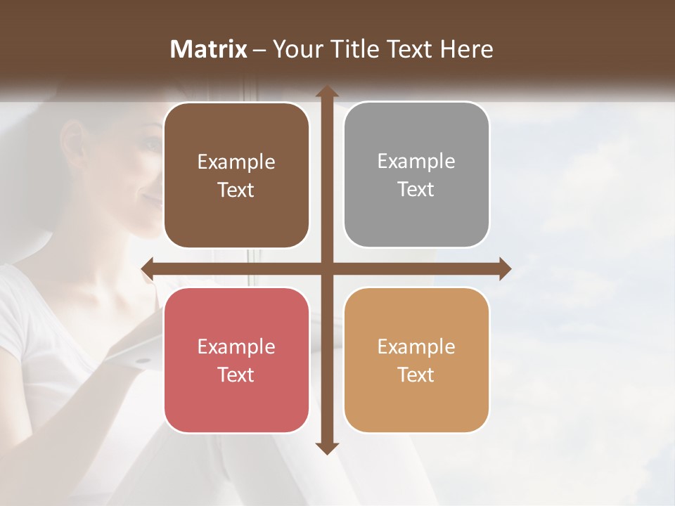 A Woman Sitting On A Window Sill Using A Laptop Computer PowerPoint Template