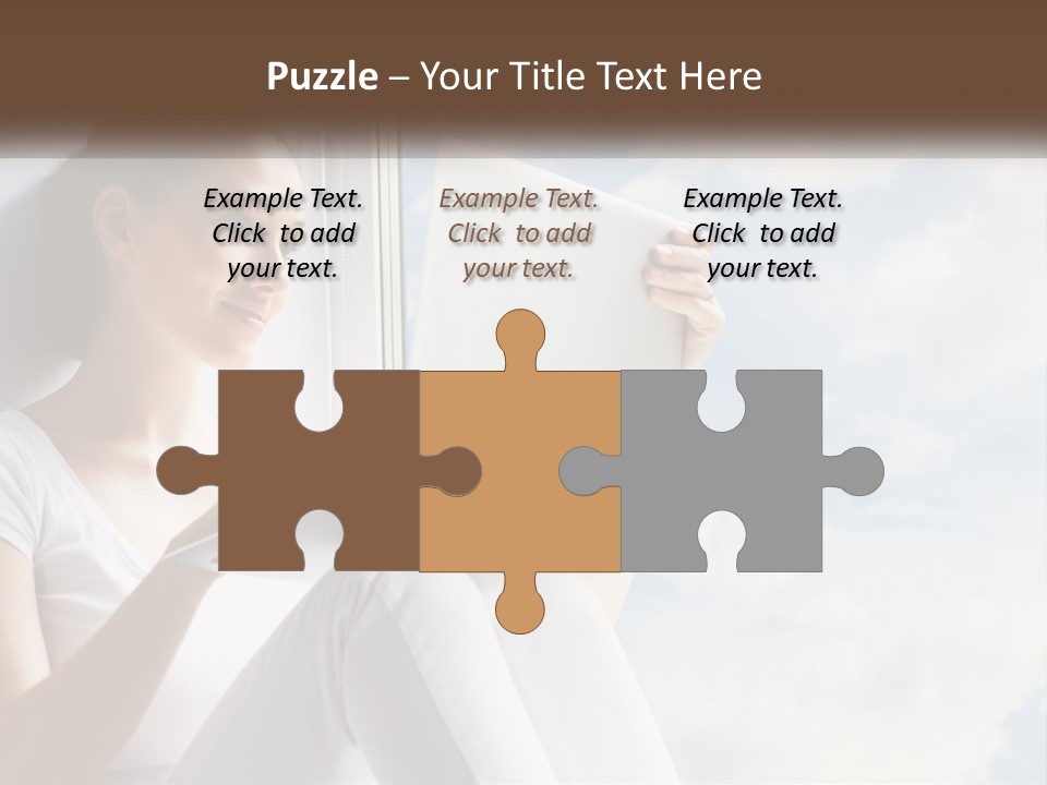 A Woman Sitting On A Window Sill Using A Laptop Computer PowerPoint Template