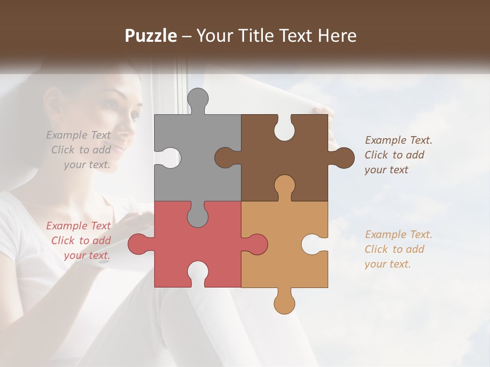 A Woman Sitting On A Window Sill Using A Laptop Computer PowerPoint Template