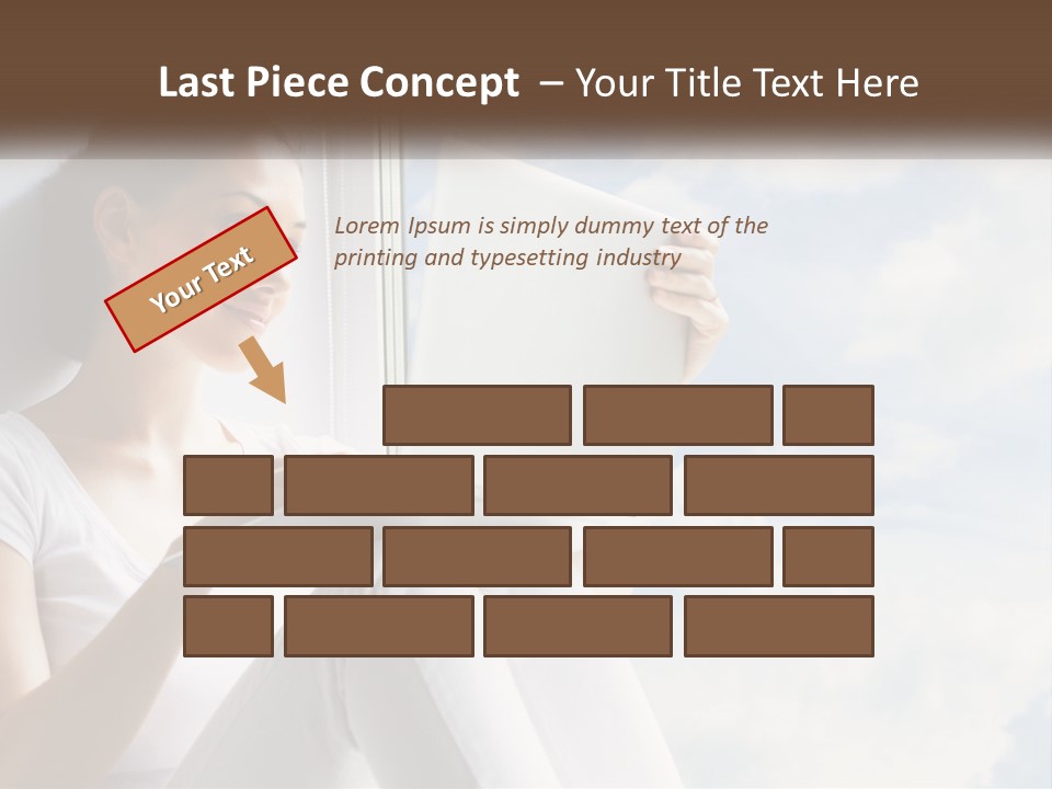 A Woman Sitting On A Window Sill Using A Laptop Computer PowerPoint Template