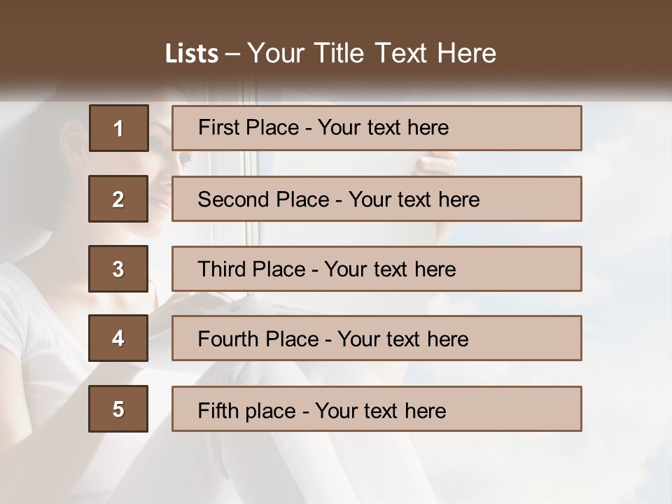 A Woman Sitting On A Window Sill Using A Laptop Computer PowerPoint Template