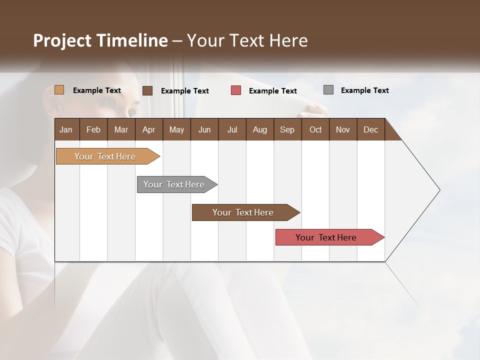 A Woman Sitting On A Window Sill Using A Laptop Computer PowerPoint Template