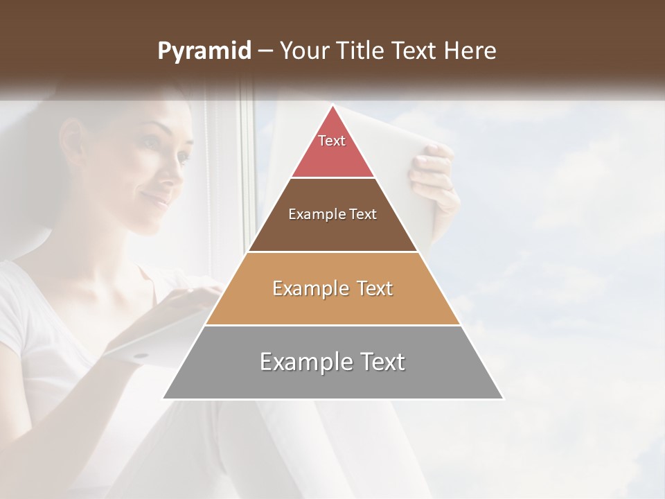 A Woman Sitting On A Window Sill Using A Laptop Computer PowerPoint Template