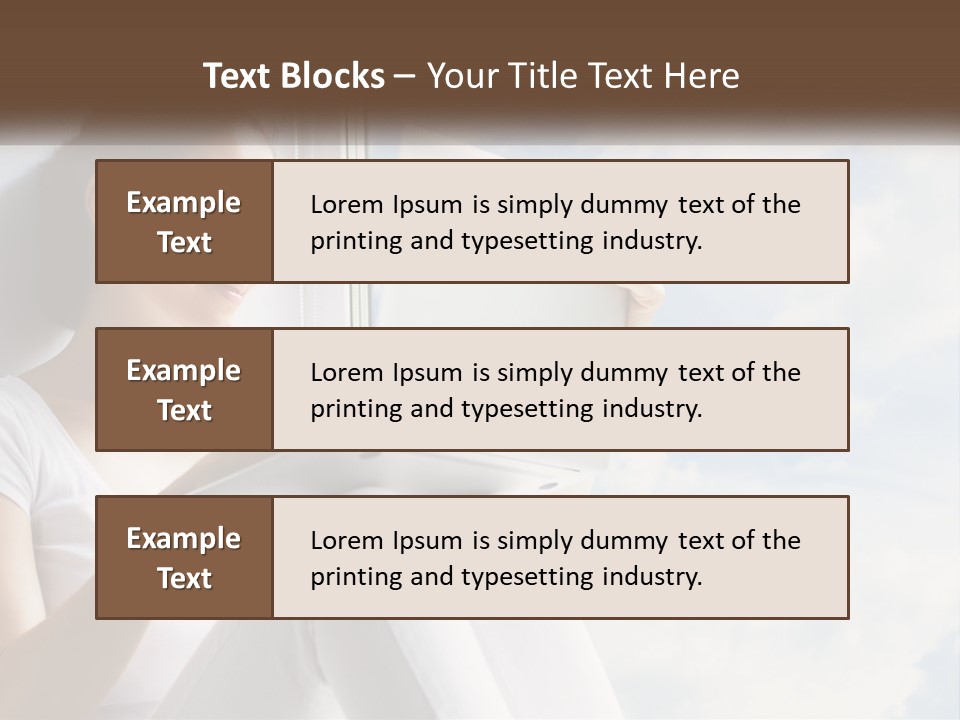 A Woman Sitting On A Window Sill Using A Laptop Computer PowerPoint Template