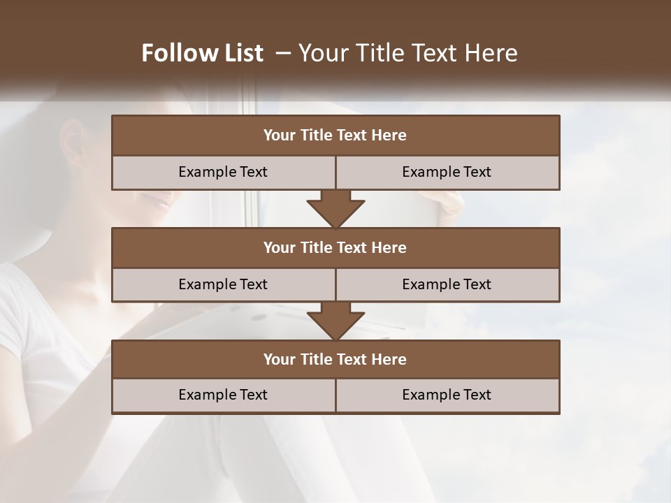 A Woman Sitting On A Window Sill Using A Laptop Computer PowerPoint Template