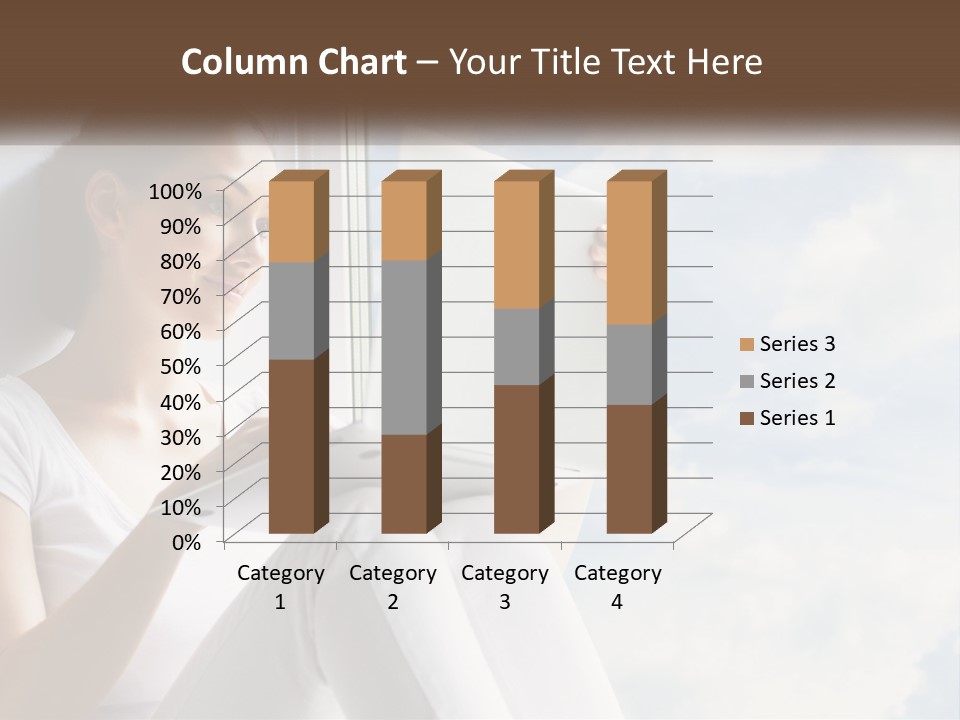A Woman Sitting On A Window Sill Using A Laptop Computer PowerPoint Template