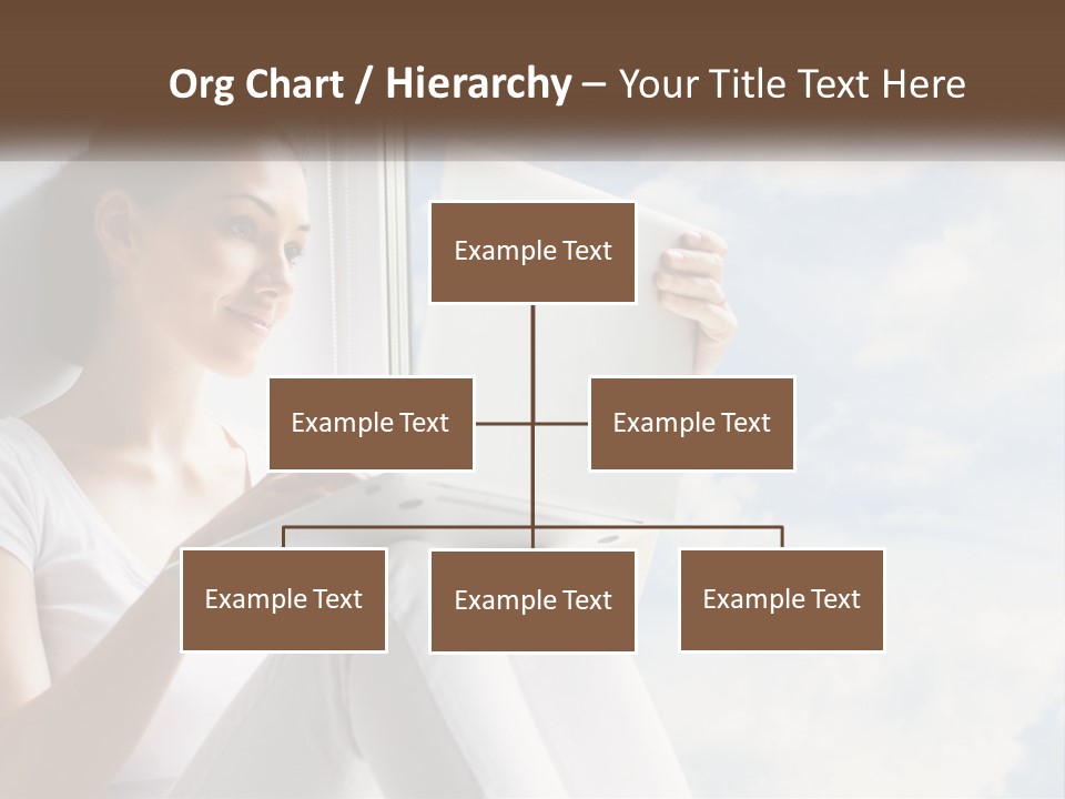 A Woman Sitting On A Window Sill Using A Laptop Computer PowerPoint Template