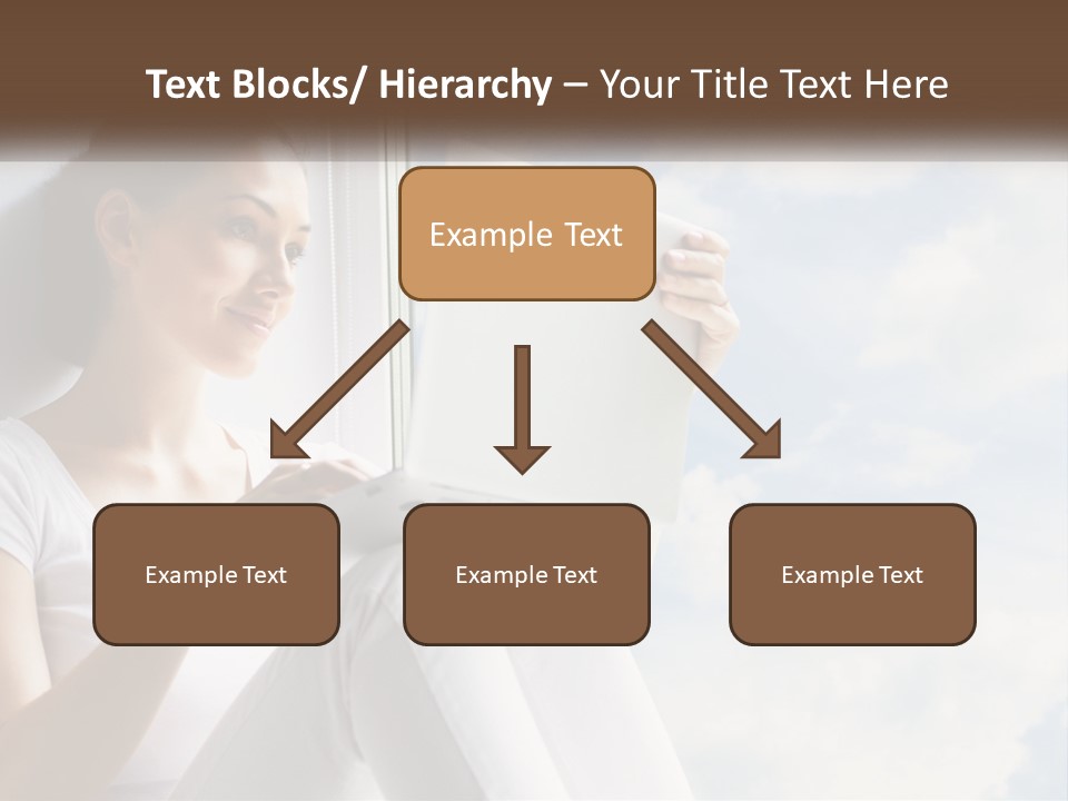 A Woman Sitting On A Window Sill Using A Laptop Computer PowerPoint Template