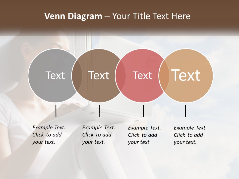 A Woman Sitting On A Window Sill Using A Laptop Computer PowerPoint Template