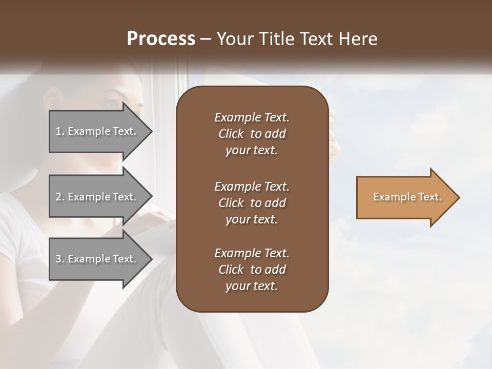 A Woman Sitting On A Window Sill Using A Laptop Computer PowerPoint Template