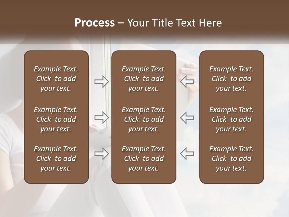 A Woman Sitting On A Window Sill Using A Laptop Computer PowerPoint Template