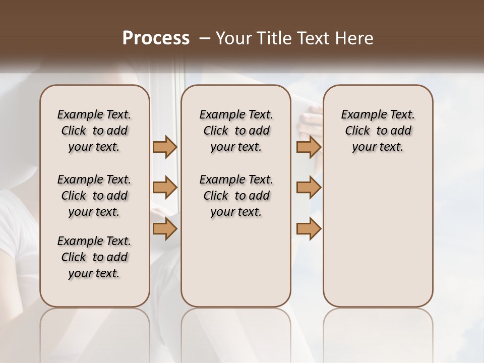 A Woman Sitting On A Window Sill Using A Laptop Computer PowerPoint Template