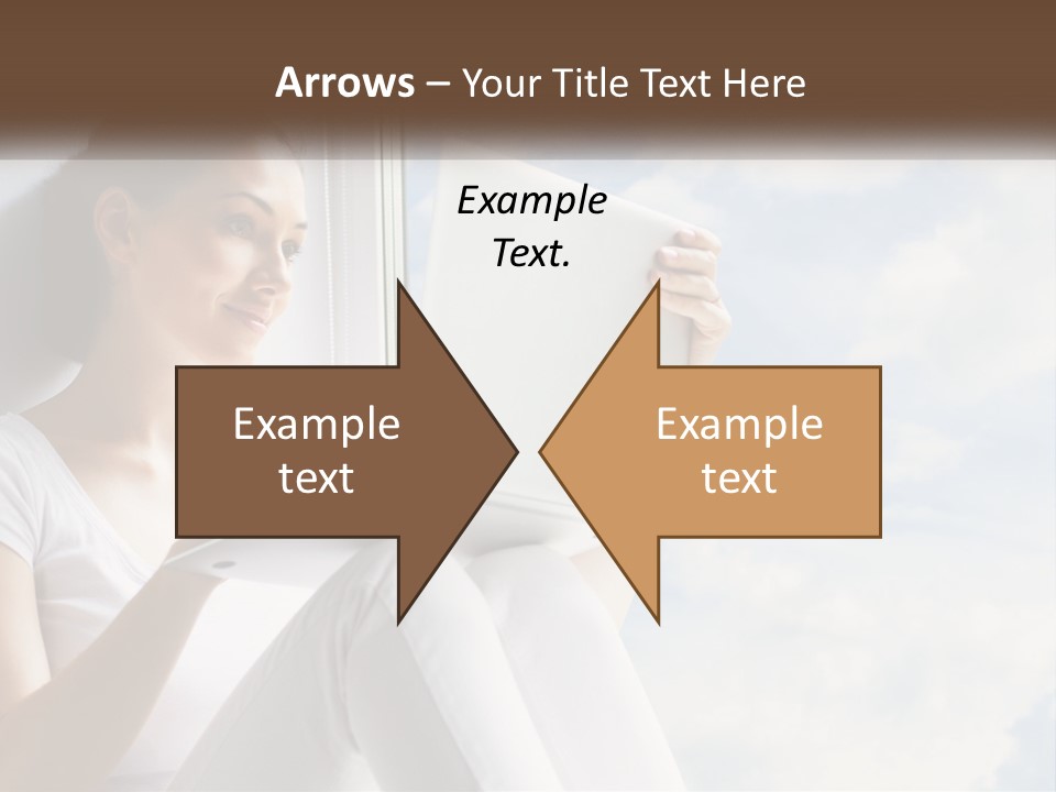 A Woman Sitting On A Window Sill Using A Laptop Computer PowerPoint Template