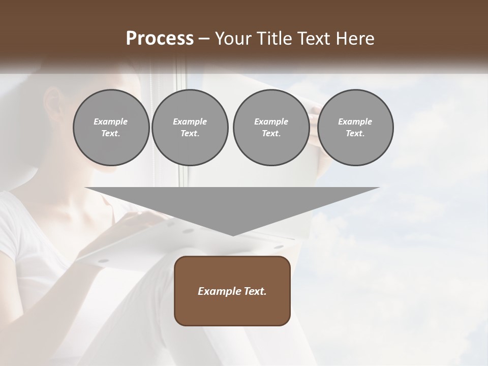 A Woman Sitting On A Window Sill Using A Laptop Computer PowerPoint Template