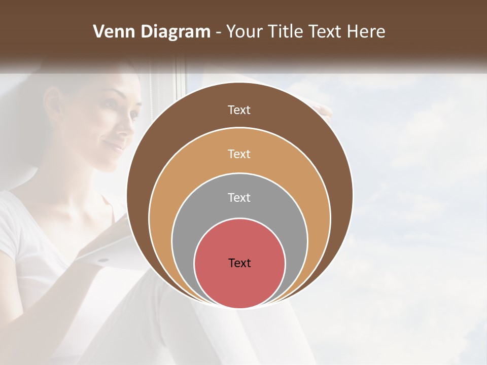 A Woman Sitting On A Window Sill Using A Laptop Computer PowerPoint Template