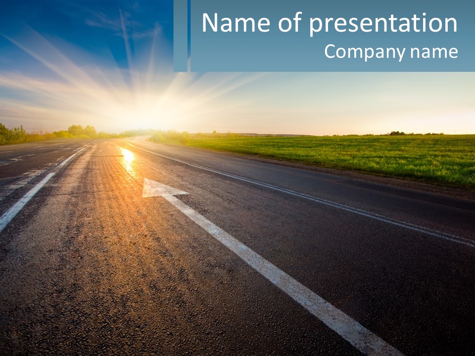 A Road With The Sun Shining Down On It PowerPoint Template