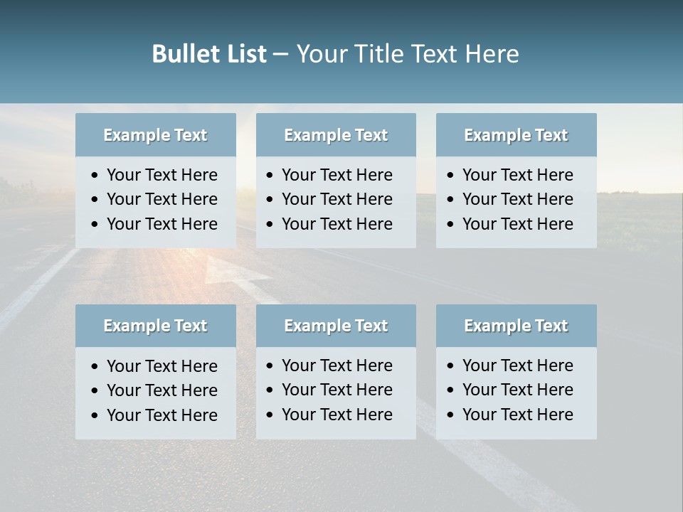 A Road With The Sun Shining Down On It PowerPoint Template