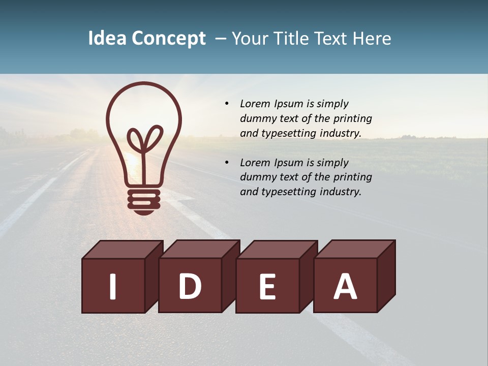 A Road With The Sun Shining Down On It PowerPoint Template