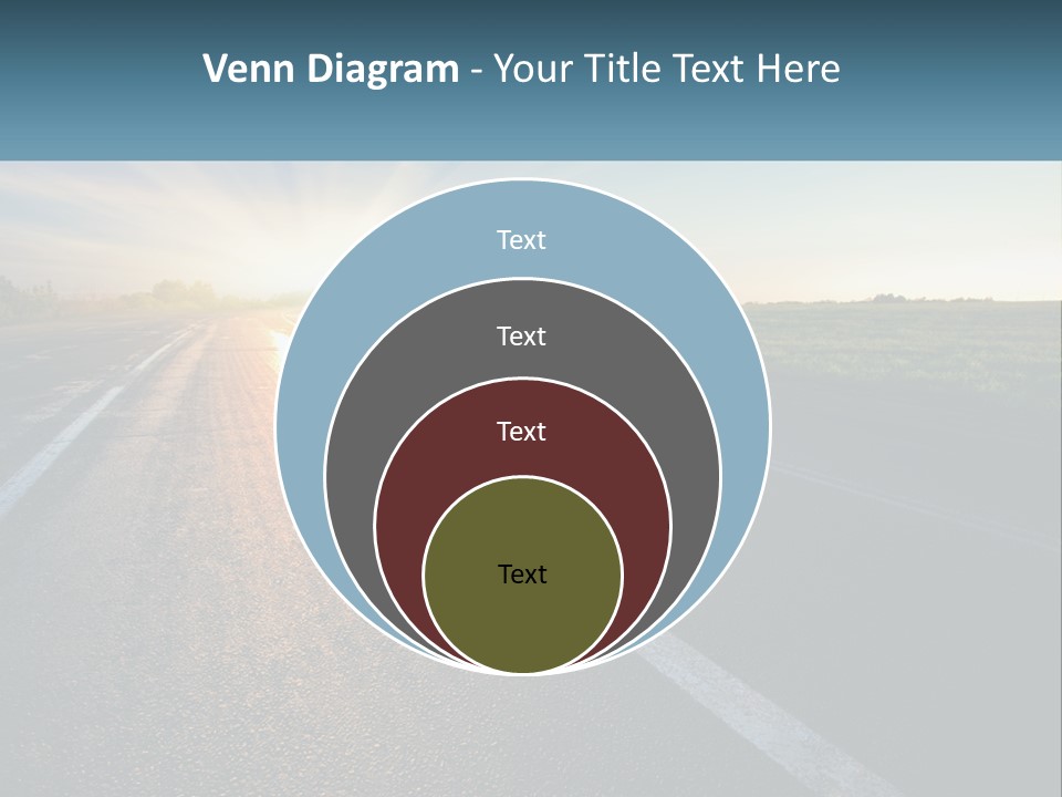 A Road With The Sun Shining Down On It PowerPoint Template