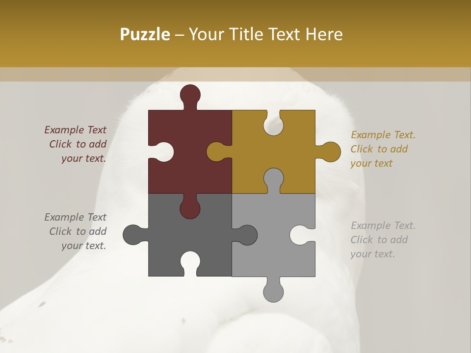 A White Owl Sitting On Top Of A Wooden Table PowerPoint Template