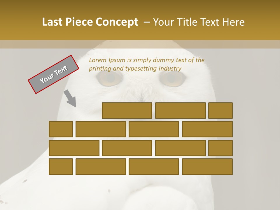 A White Owl Sitting On Top Of A Wooden Table PowerPoint Template