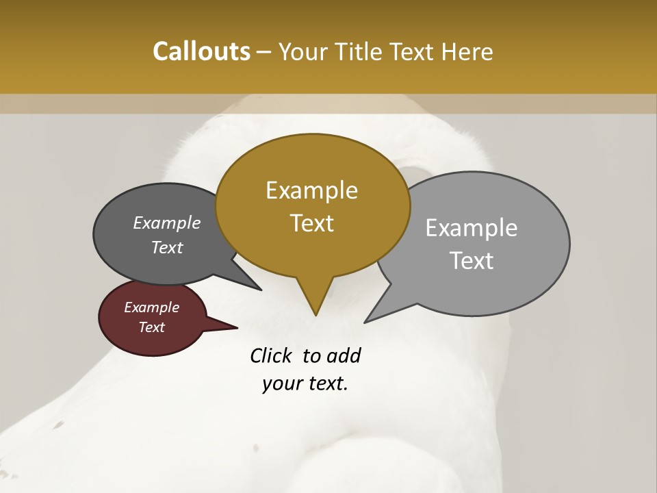 A White Owl Sitting On Top Of A Wooden Table PowerPoint Template