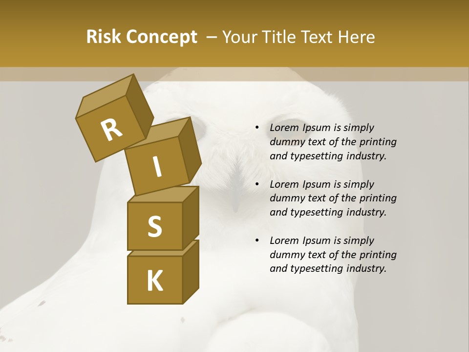 A White Owl Sitting On Top Of A Wooden Table PowerPoint Template