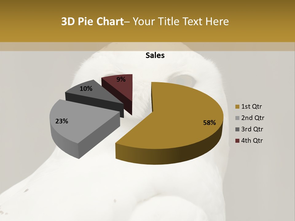 A White Owl Sitting On Top Of A Wooden Table PowerPoint Template