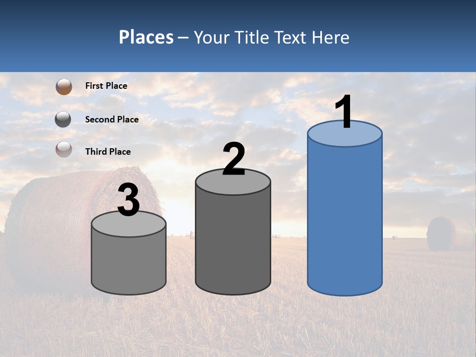 A Field With Hay Bales In The Foreground And A Sunset In The Background PowerPoint Template
