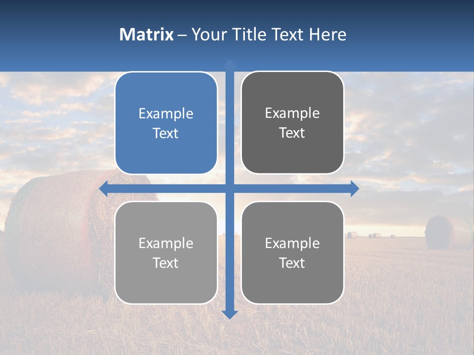 A Field With Hay Bales In The Foreground And A Sunset In The Background PowerPoint Template