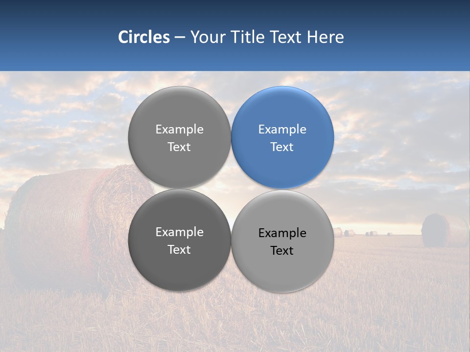 A Field With Hay Bales In The Foreground And A Sunset In The Background PowerPoint Template