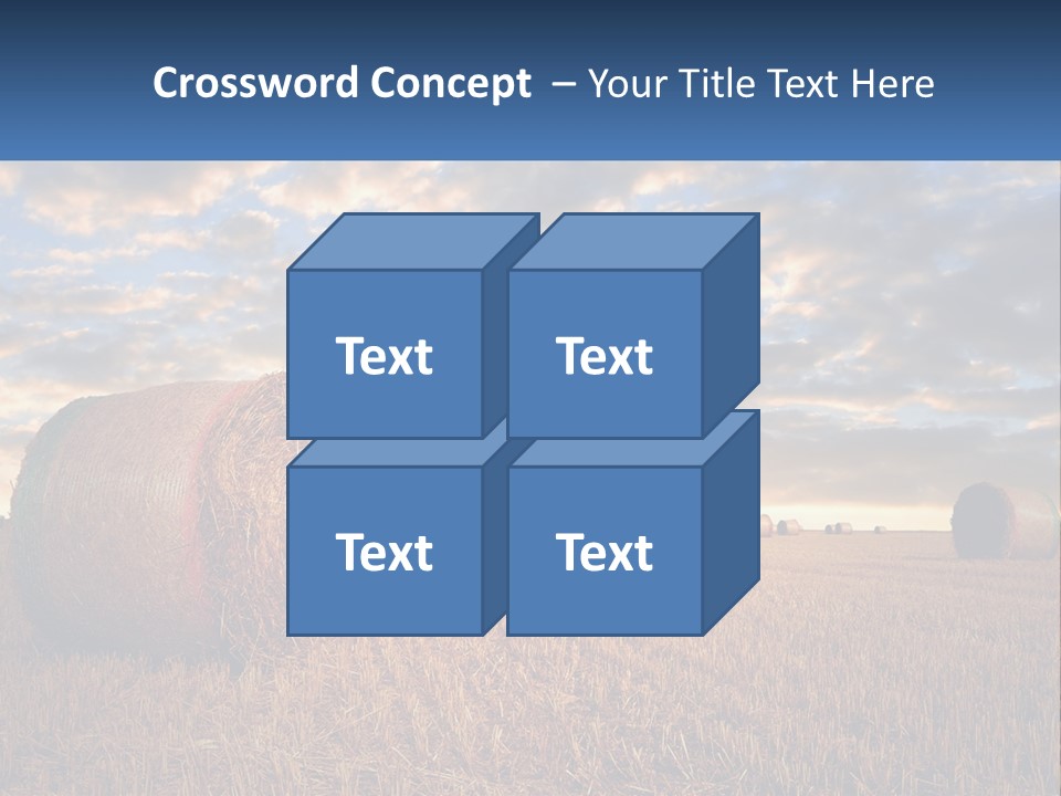 A Field With Hay Bales In The Foreground And A Sunset In The Background PowerPoint Template