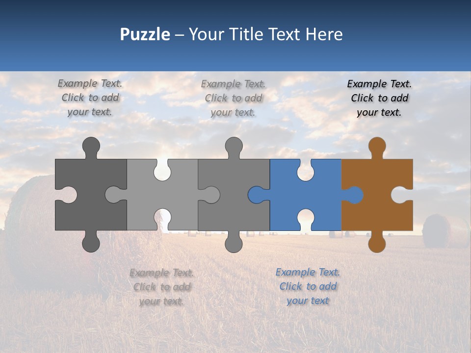 A Field With Hay Bales In The Foreground And A Sunset In The Background PowerPoint Template