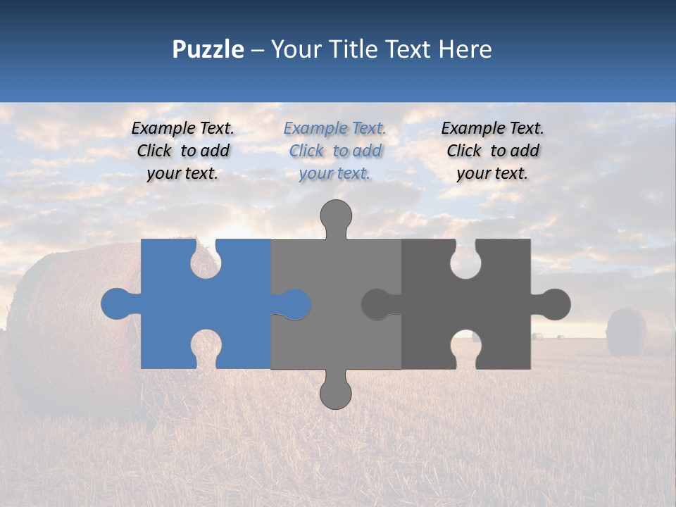 A Field With Hay Bales In The Foreground And A Sunset In The Background PowerPoint Template